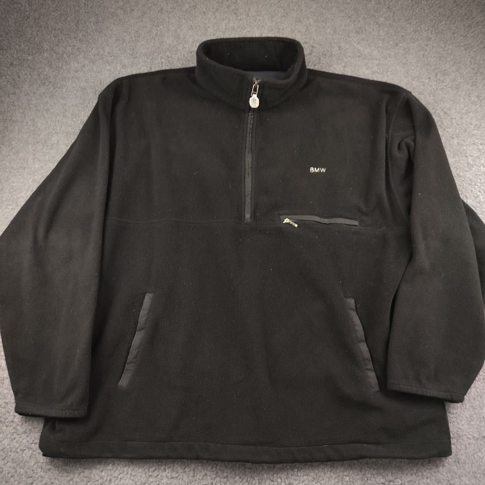 Gear For Sports BMW Mens XL Black Fleece Quarter Zip Pullover Jacket
